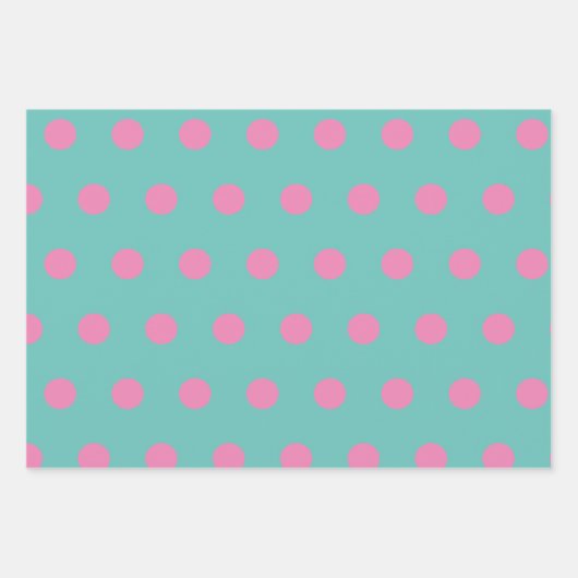 Polka Dot Wrapping Paper (Aqua & Pink) Geschenkpapier Set (Vorderseite 3)