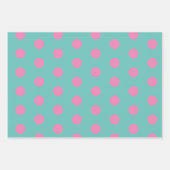 Polka Dot Wrapping Paper (Aqua & Pink) Geschenkpapier Set (Vorderseite)