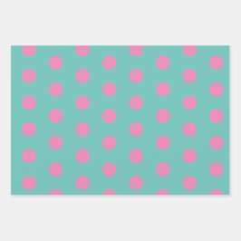 Polka Dot Wrapping Paper (Aqua & Pink) Geschenkpapier Set