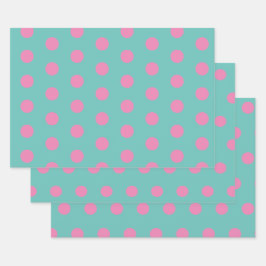 Polka Dot Wrapping Paper (Aqua & Pink) Geschenkpapier Set