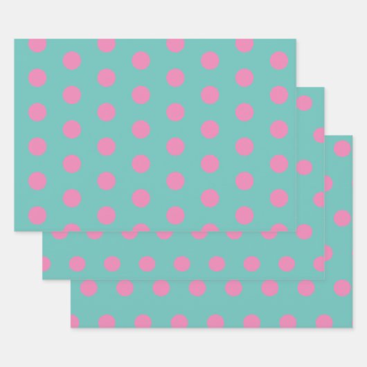 Polka Dot Wrapping Paper (Aqua & Pink) Geschenkpapier Set (Set)