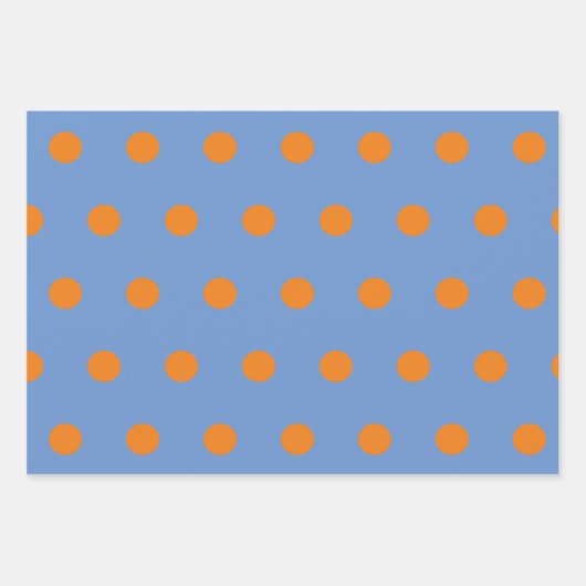 Polka Dot Wrapping Paper (Denim Blue & Orange) Geschenkpapier Set (Vorderseite 3)