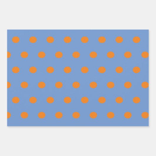 Polka Dot Wrapping Paper (Denim Blue & Orange) Geschenkpapier Set (Vorderseite 2)