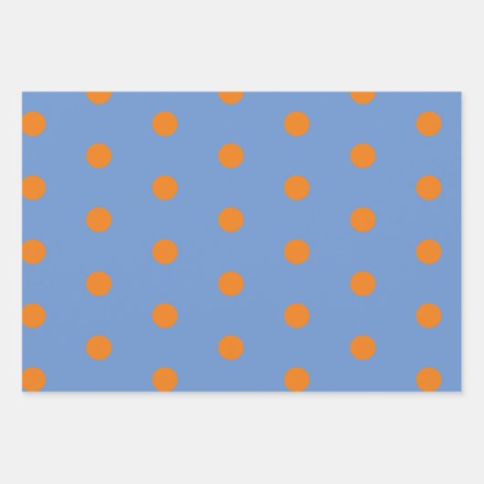 Polka Dot Wrapping Paper (Denim Blue & Orange) Geschenkpapier Set (Vorderseite)
