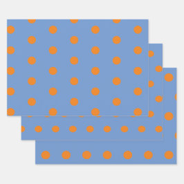 Polka Dot Wrapping Paper (Denim Blue & Orange) Geschenkpapier Set