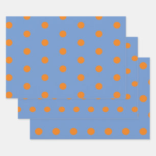 Polka Dot Wrapping Paper (Denim Blue & Orange) Geschenkpapier Set