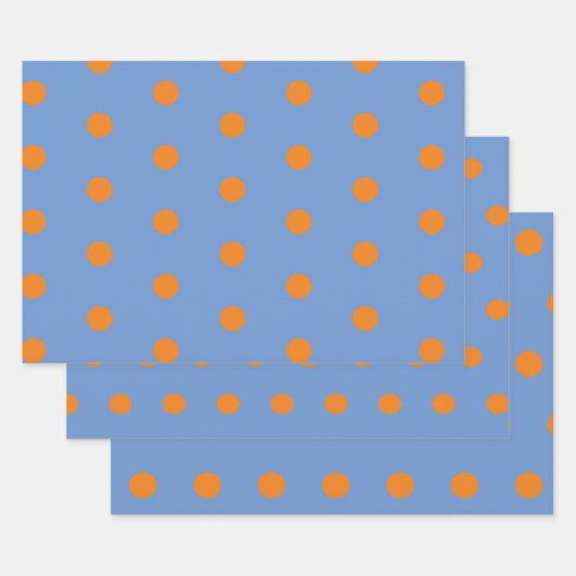 Polka Dot Wrapping Paper (Denim Blue & Orange) Geschenkpapier Set (Set)
