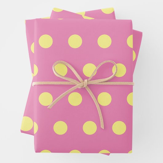 Polka Dot Wrapping Paper (rosa und weich gelb) Geschenkpapier Set (Beispiel)
