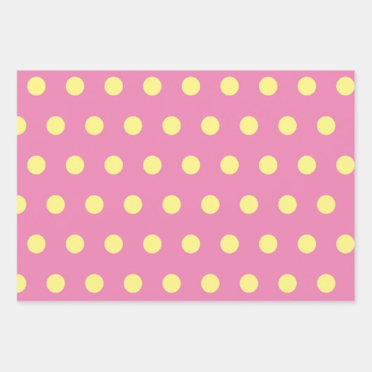 Polka Dot Wrapping Paper (rosa und weich gelb) Geschenkpapier Set (Vorderseite)