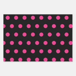 Polka Dot Wrapping Paper (Schwarz & Neon Pink) Geschenkpapier Set