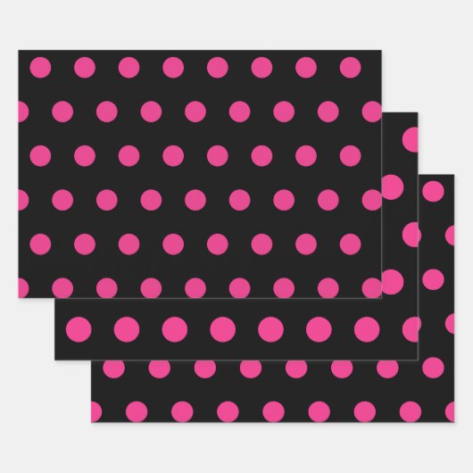 Polka Dot Wrapping Paper (Schwarz & Neon Pink) Geschenkpapier Set (Set)