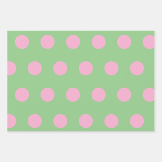 Polka Dot Wrapping Paper (Seite Grün & Pastell Pin Geschenkpapier Set (Vorderseite)