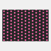 Polka Dot Wrapping Paper Sheets (Black & Neon Pink Geschenkpapier Set (Vorderseite 3)