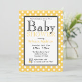 Polka Dot Yellow Baby Dusche Einladungen (Stehend Vorderseite)