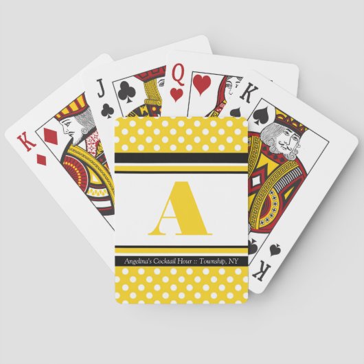 Polka Dot Yellow Personalisiert Playing Cards Spielkarten (Rückseite)