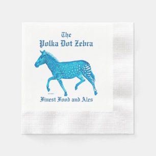Polka Dot Zebra English Pub - Blue Serviette