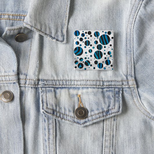 Polka Dot Zebra Schwarz und Blau Muster Button (Beispiel)