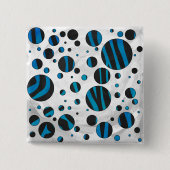 Polka Dot Zebra Schwarz und Blau Muster Button (Vorderseite)
