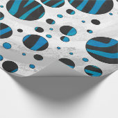 Polka Dot Zebra Schwarz und Blau Muster Geschenkpapier (Ecke)
