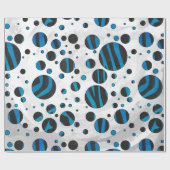 Polka Dot Zebra Schwarz und Blau Muster Geschenkpapier (Flach)