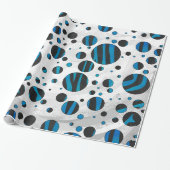 Polka Dot Zebra Schwarz und Blau Muster Geschenkpapier (Ungerollt)