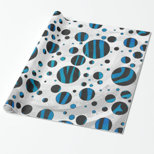 Polka Dot Zebra Schwarz und Blau Muster Geschenkpapier