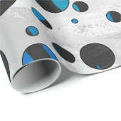 Polka Dot Zebra Schwarz und Blau Muster Geschenkpapier (Rolleneckpunkt)