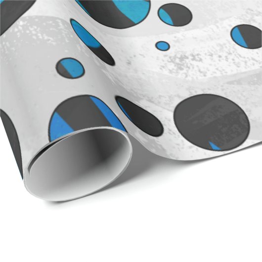 Polka Dot Zebra Schwarz und Blau Muster Geschenkpapier (Rolleneckpunkt)