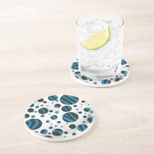 Polka Dot Zebra Schwarz und Blau Muster Getränkeuntersetzer