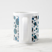 Polka Dot Zebra Schwarz und Blau Muster Jumbo-Tasse (Rückseite)