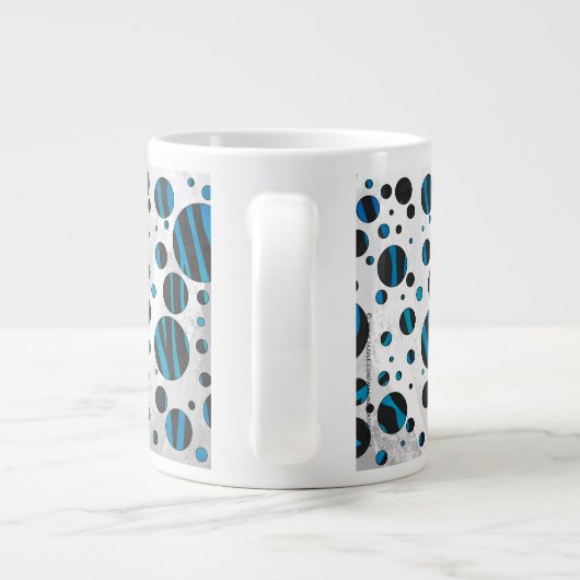 Polka Dot Zebra Schwarz und Blau Muster Jumbo-Tasse (Rückseite)
