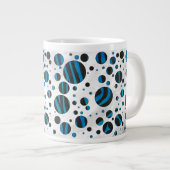 Polka Dot Zebra Schwarz und Blau Muster Jumbo-Tasse (Vorderseite Rechts)