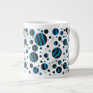 Polka Dot Zebra Schwarz und Blau Muster Jumbo-Tasse