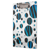 Polka Dot Zebra Schwarz und Blau Muster Klemmbrett (Links)