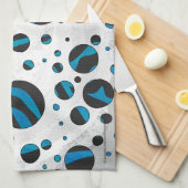 Polka Dot Zebra Schwarz und Blau Muster Küchentuch (Viertel Falte)