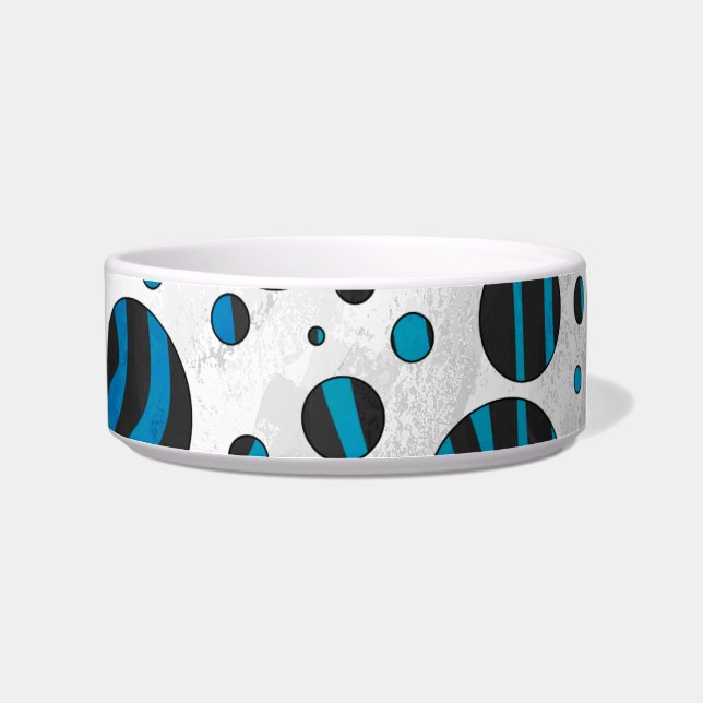 Polka Dot Zebra Schwarz und Blau Muster Napf (Rechts)