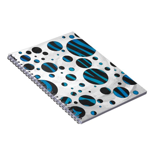Polka Dot Zebra Schwarz und Blau Muster Notizblock (Rechte Seite)