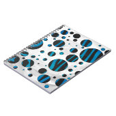 Polka Dot Zebra Schwarz und Blau Muster Notizblock (Linke Seite)