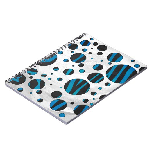 Polka Dot Zebra Schwarz und Blau Muster Notizblock (Linke Seite)