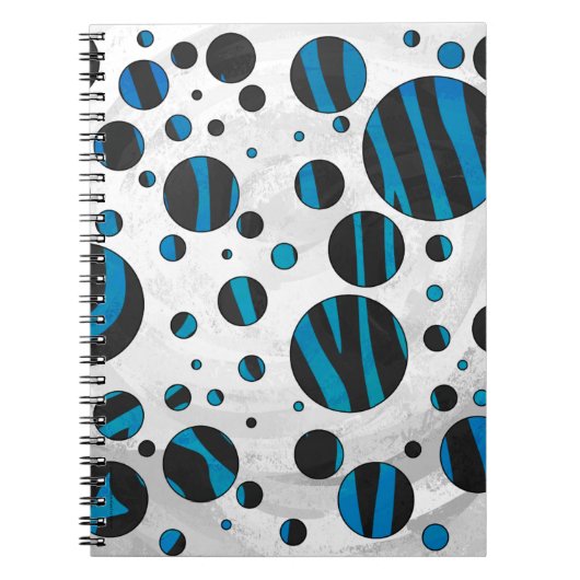 Polka Dot Zebra Schwarz und Blau Muster Notizblock (Vorderseite)