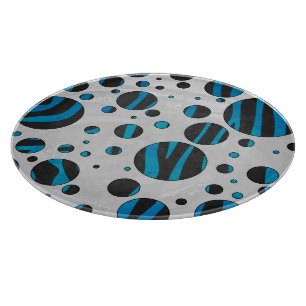 Polka Dot Zebra Schwarz und Blau Muster Schneidebrett