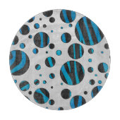 Polka Dot Zebra Schwarz und Blau Muster Schneidebrett (Vorderseite)