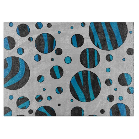 Polka Dot Zebra Schwarz und Blau Muster Schneidebrett (Vorderseite)