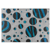 Polka Dot Zebra Schwarz und Blau Muster Schneidebrett (Vorderseite)