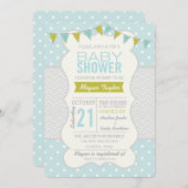 Polka Dota und Zickzack - Einladung zur Kinderdusc (Vorne/Hinten)