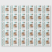 Polka dotiert blaubraunes Foto Geschenkpapier (Flach)