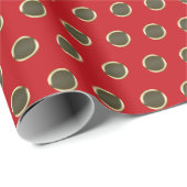 Polka dotiert Gold und rotes Muster chic Geschenk Geschenkpapier (Rolleneckpunkt)