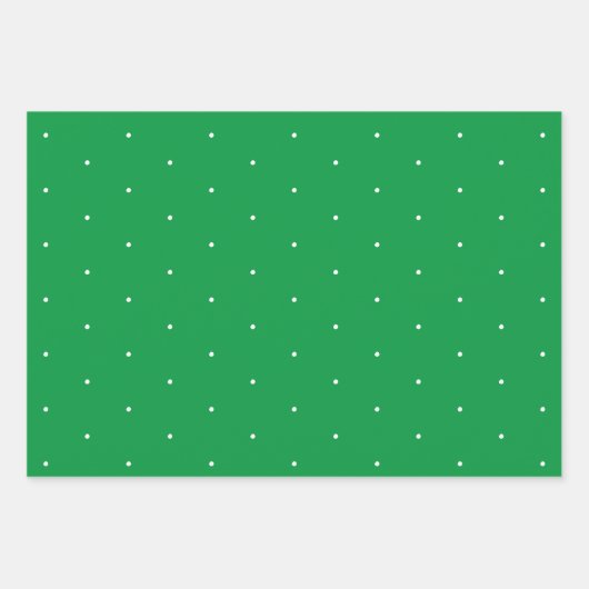 Polka dotiert Schwarz-weißes, grünes, winziges Mus Geschenkpapier Set (Vorderseite 3)