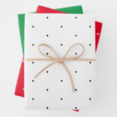 Polka dotiert Schwarz-weißes, grünes, winziges Mus Geschenkpapier Set (Beispiel)