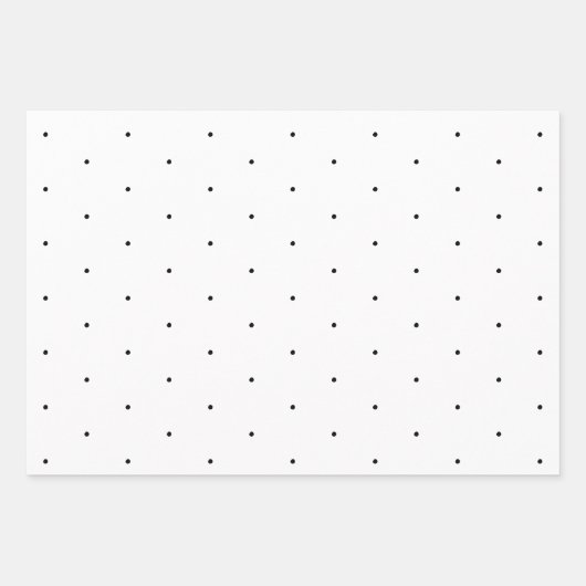Polka dotiert Schwarz-weißes, grünes, winziges Mus Geschenkpapier Set (Vorderseite)